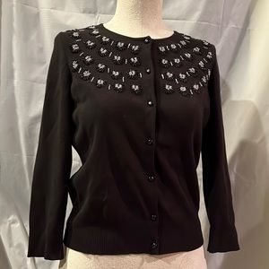 Black button down sweater with beading